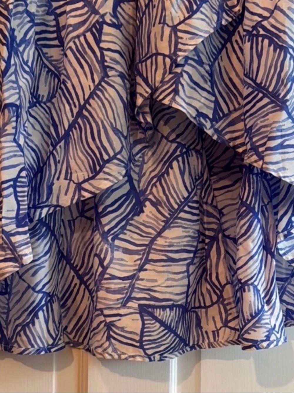 Off-Shoulder Blue Leaf Print Maxi Dress size 10 - Picture 5 of 11